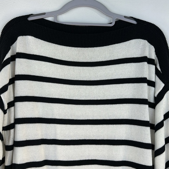 Loft Striped Ballon Sleeve Knit Top, M - Picture 2 of 9